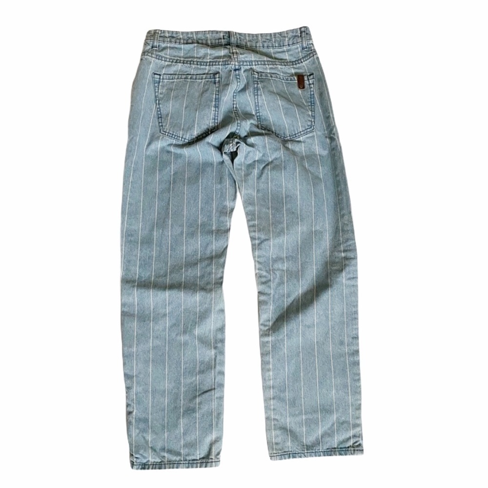 Roxy Relaxed Pinstripe Cropped Capri Jeans Size 25 Light Wash - Picture 7 of 9